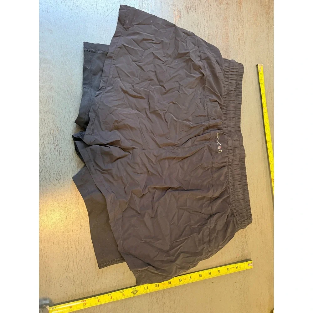 Spyder Active Womens Black 2-in-1 Running Shorts Built-in Liner Large RN63619